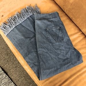 VALE SKATER WIDE LEG FRAYED HEM JEANS